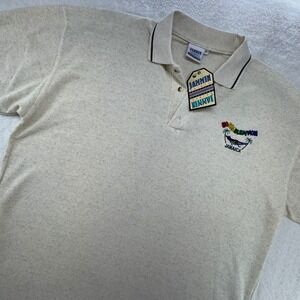 Mens Jammin Shirts‎ Jamaica Graphic Polo Shirt XL Beige Speckled Short Sleeve